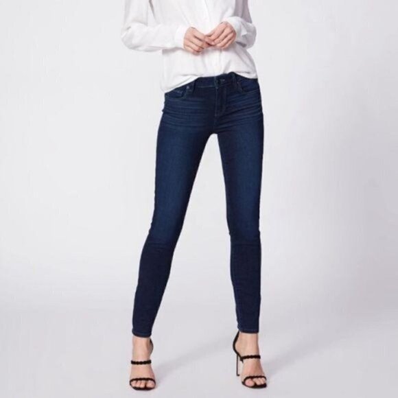 PAIGE Dark Blue Wash Verdugo Skinny Ankle Cropped Jeans 29 - Picture 1 of 10